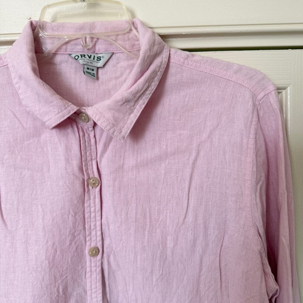 Orvis Pink / Lilac Linen Button Down Shirt Women's Size Medium - Picture 3 of 12
